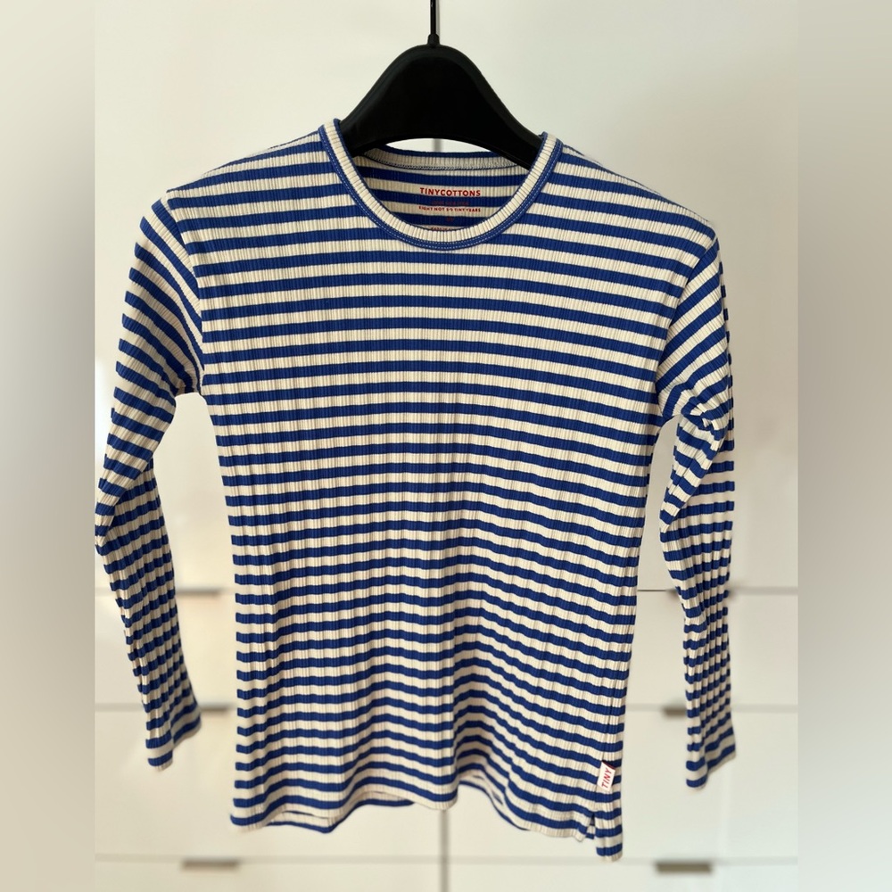 Tinycottons Blue & White Striped Long Sleeve Tee for Kids